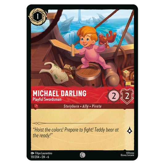 Michael Darling - Playful Swordsman 111/204 card from the Lorcana set Azurite Sea
