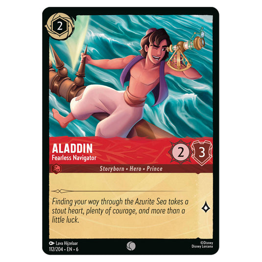 Aladdin - Fearless Navigator 112/204 card from the Lorcana set Azurite Sea