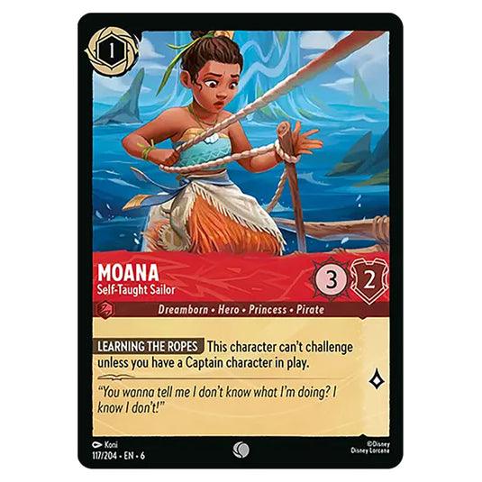 Moana - Self-Taught Sailor 117/204 card from the Lorcana set Azurite Sea