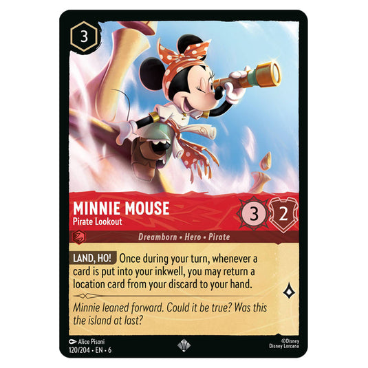 Minnie Mouse - Pirate Lookout 120/204 card from the Lorcana set Azurite Sea