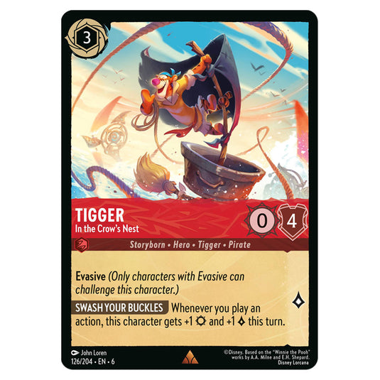 Lorcana - Azurite Sea - Tigger - In the Crow's Nest (Rare) - 126/204 Lorcana - Azurite Sea - Tigger - In the Crow's Nest (Rare) - 126/204