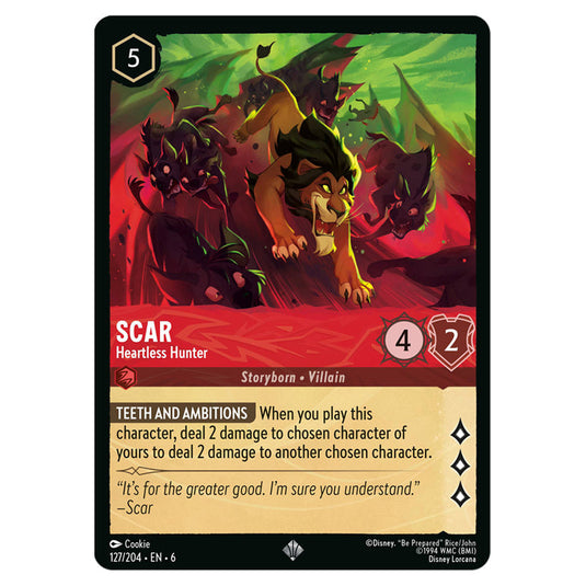 Scar - Heartless Hunter 127/204 card from the Lorcana set Azurite Sea