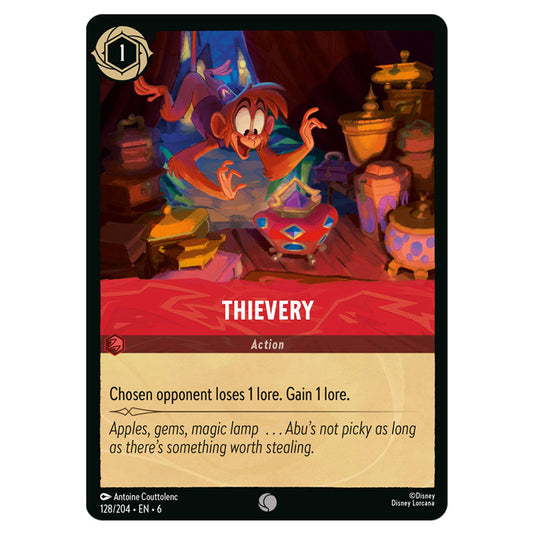 Thievery 128/204 card from the Lorcana set Azurite Sea