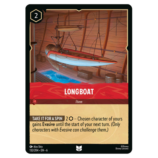 Longboat 132/204 card from the Lorcana set Azurite Sea