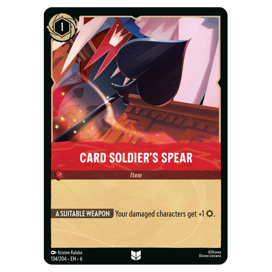 Card Soldier's Spear 134/204 card from the Lorcana set Azurite Sea