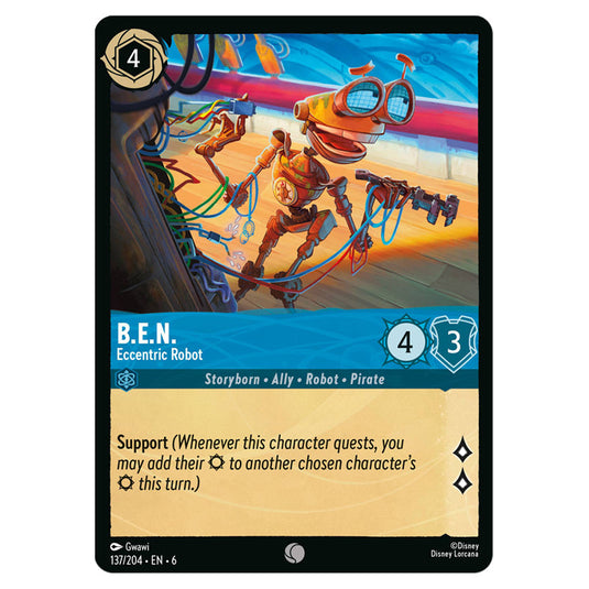 B.E.N. - Eccentric Robot 137/204 card from the Lorcana set Azurite Sea