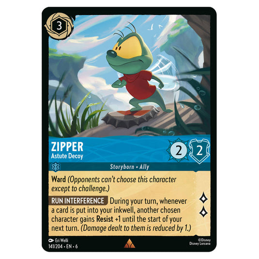 Zipper - Astute Decoy 141/204 card from the Lorcana set Azurite Sea
