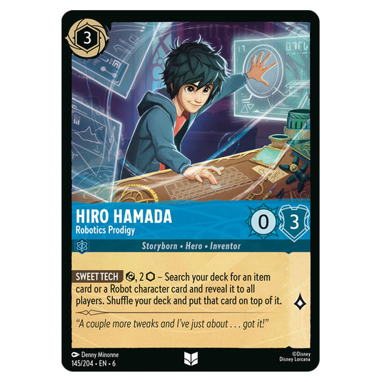 Hiro Hamada - Robotics Prodigy 145/204 card from the Lorcana set Azurite Sea