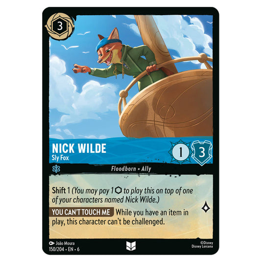 Nick Wilde - Sly Fox 150/204 card from the Lorcana set Azurite Sea