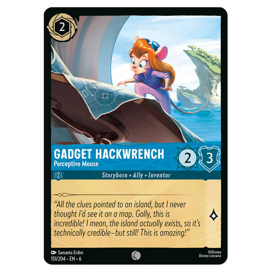 Gadget Hackwrench - Perceptive Mouse 151/204 card from the Lorcana set Azurite Sea