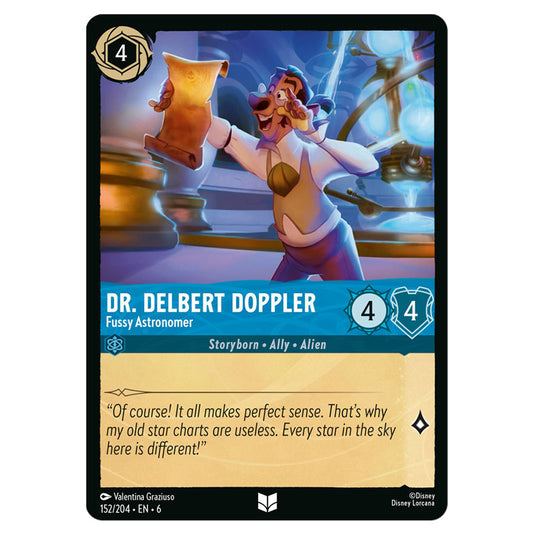 Dr. Delber Doppler - Fussy Astronomer 152/204 card from the Lorcana set Azurite Sea