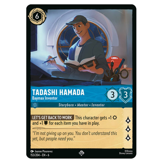 Tadashi Hamada - Baymax Inventor 153/204 card from the Lorcana set Azurite Sea