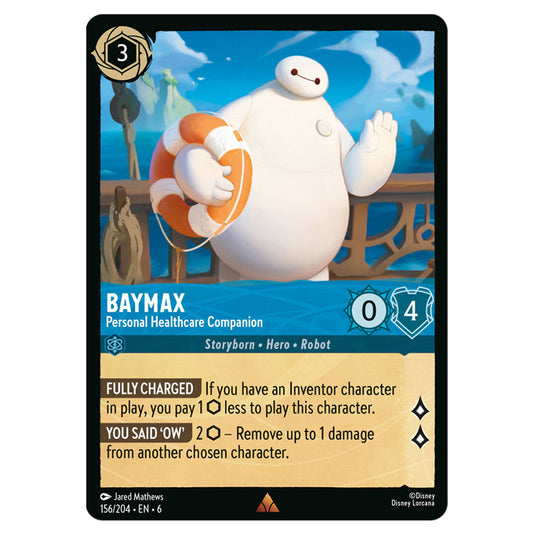 Baymax - Personal Healthcare Companion 156/204 card from the Lorcana set Azurite Sea