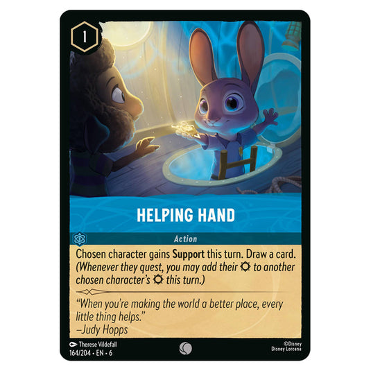 Helping Hand 164/204 card from the Lorcana set Azurite Sea
