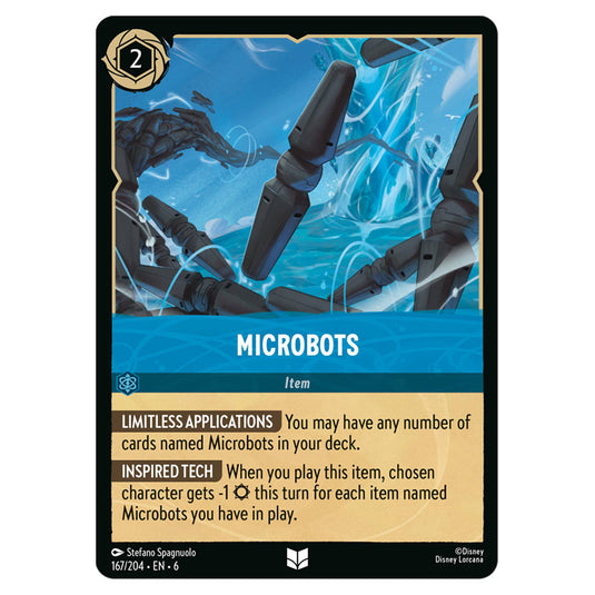 Microbots 167/204 card from the Lorcana set Azurite Sea