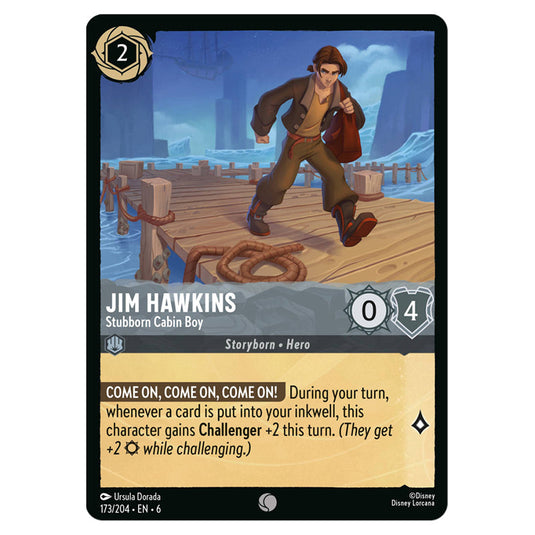 Jim Hawkins - Stubborn Cabin Boy 173/204 card from the Lorcana set Azurite Sea