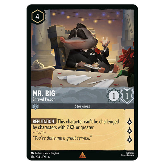 Mr. Big - Shrewd Tycoon 174/204 card from the Lorcana set Azurite Sea
