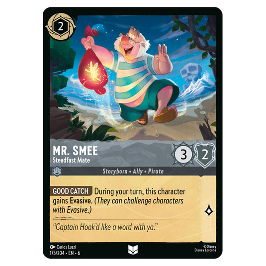 Mr. Smee - Steadfast Mate 175/204 card from the Lorcana set Azurite Sea