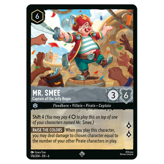 Mr. Smee - Captain of the Jolly Roger 176/204 card from the Lorcana set Azurite Sea