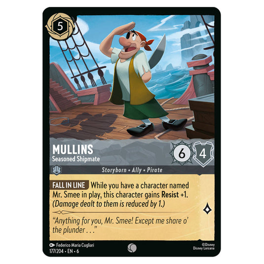 Mullins - Seasoned Shipmate 177/204 card from the Lorcana set Azurite Sea