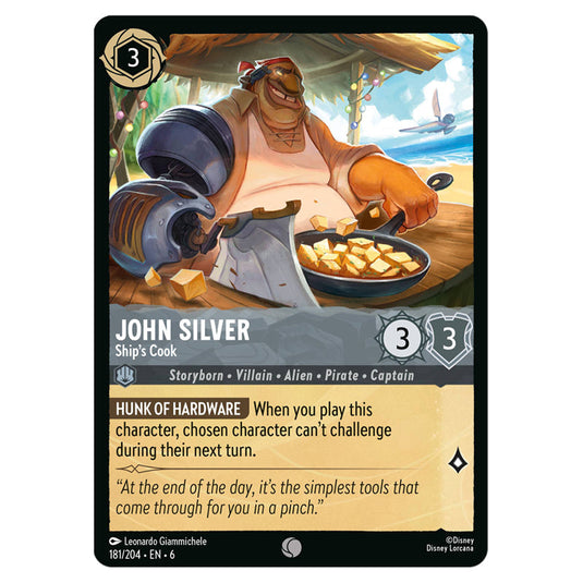 John Silver - Ship's Cook 181/204 card from the Lorcana set Azurite Sea