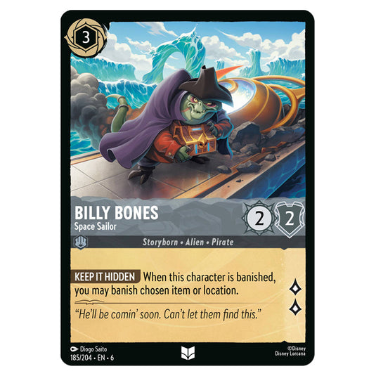 Billy Bones - Space Sailor 185/204 card from the Lorcana set Azurite Sea