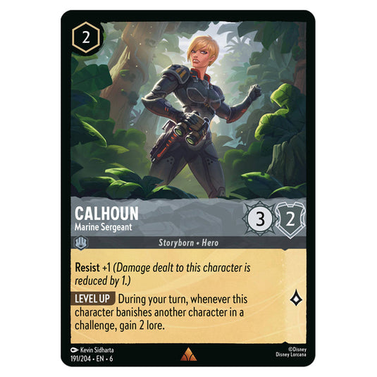 Calhoun - Marine Sergeant 191/204 card from the Lorcana set Azurite Sea