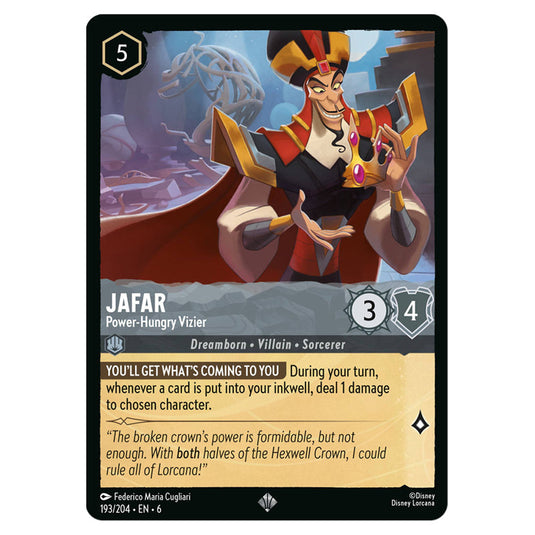 Jafar - Power-Hungry Vizier 193/204 card from the Lorcana set Azurite Sea