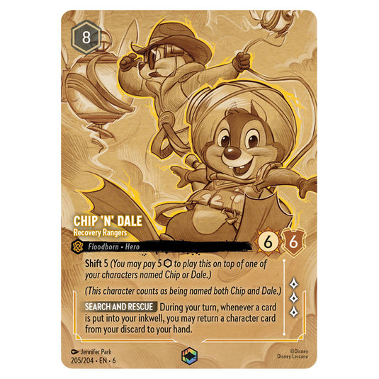 Chip 'N' Dale - Recovery Rangers 205/204 card from the Lorcana set Azurite Sea
