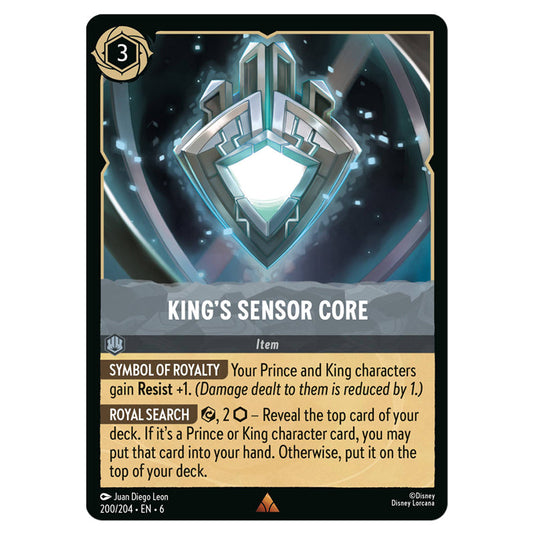 King's Sensor Core 200/204 card from the Lorcana set Azurite Sea