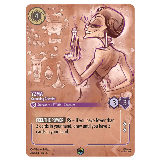 Yzma - Conniving Chemist 209/204 card from the Lorcana set Azurite Sea