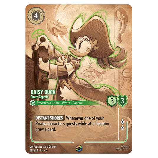 Daisy Duck - Pirate Captain 211/204 card from the Lorcana set Azurite Sea