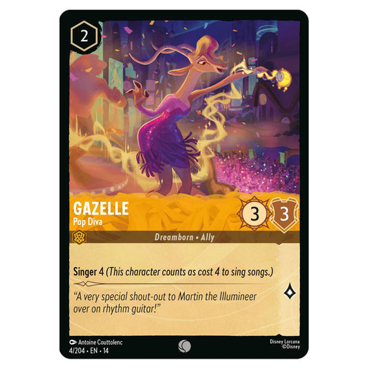 Gazelle – Pop Diva 4/204 card from the Lorcana set Hyperia City