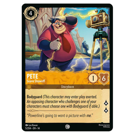 Pete – Suave Showoff 5/204 card from the Lorcana set Hyperia City