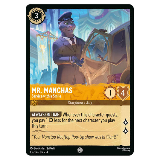 Mr. Manchas – Service with a Smile 13/204 card from the Lorcana set Hyperia City