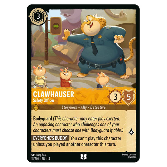 Clawhauser – Safety Officer 15/204 card from the Lorcana set Hyperia City