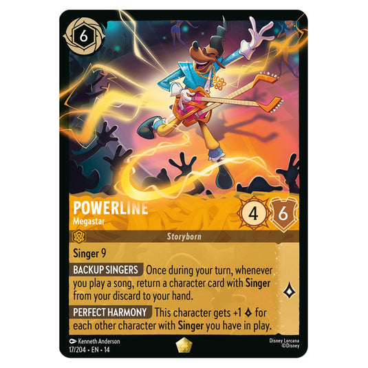 Powerline – Megastar 17/204 card from the Lorcana set Hyperia City