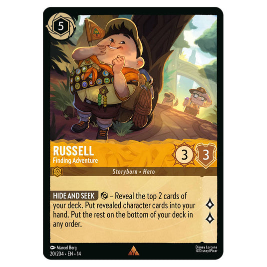Russell – Finding Adventure 20/204 card from the Lorcana set Hyperia City