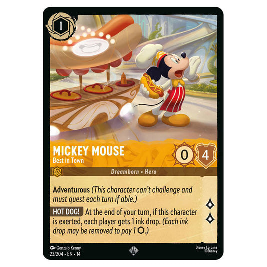 Mickey Mouse – Best in Town 23/204 card from the Lorcana set Hyperia City