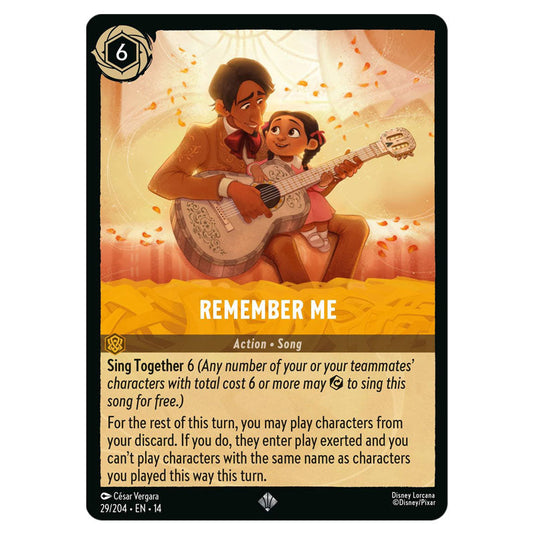 Remember Me 29/204 card from the Lorcana set Hyperia City
