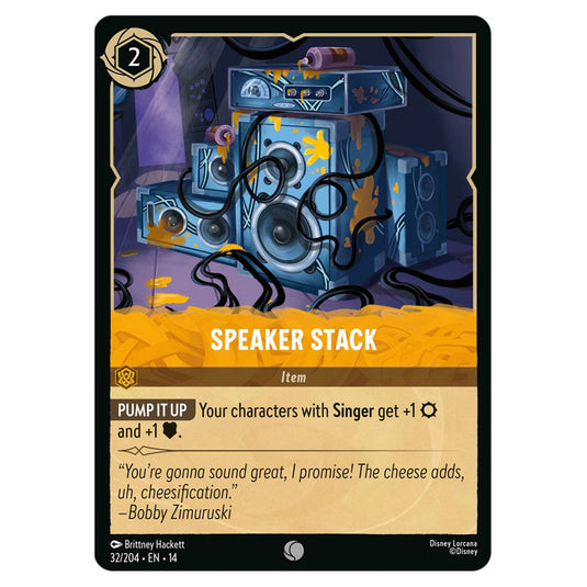 Speaker Stack 32/204 card from the Lorcana set Hyperia City