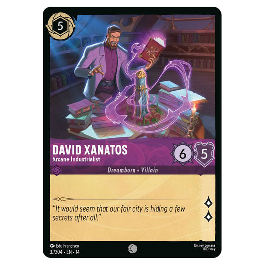 David Xanatos – Arcane Industrialist 37/204 card from the Lorcana set Hyperia City