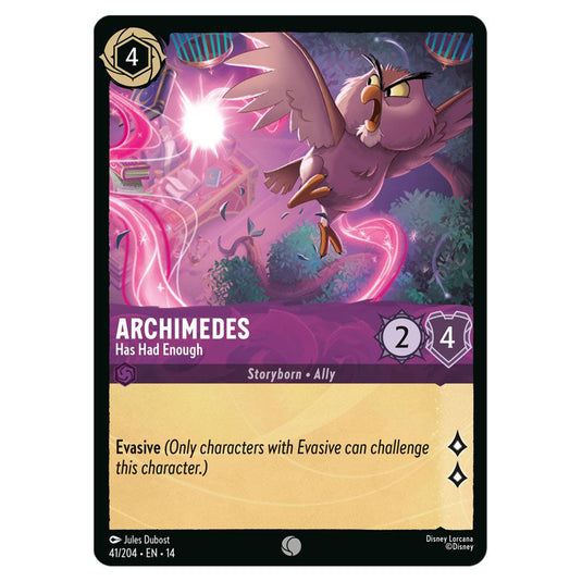 Archimedes – Has Had Enough 41/204 card from the Lorcana set Hyperia City