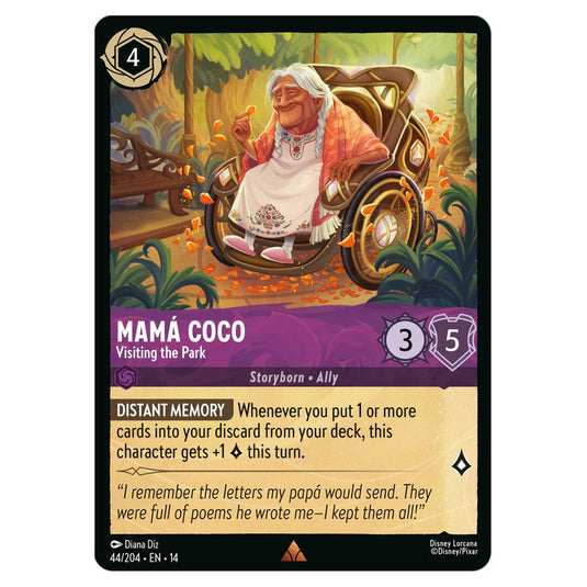 Mamá Coco – Visiting the Park 44/204 card from the Lorcana set Hyperia City