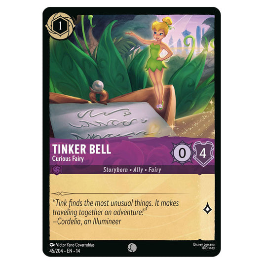 Tinker Bell – Curious Fairy 45/204 card from the Lorcana set Hyperia City
