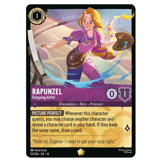 Rapunzel – Outgoing Artist 55/204 card from the Lorcana set Hyperia City