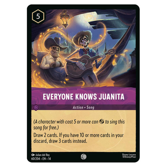 Everyone Knows Juanita 60/204 card from the Lorcana set Hyperia City