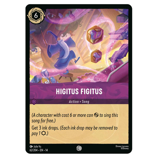 Higitus Figitus 62/204 card from the Lorcana set Hyperia City