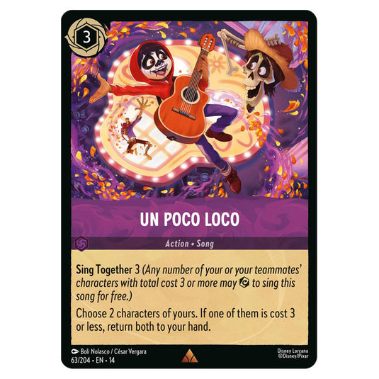 Un Poco Loco 63/204 card from the Lorcana set Hyperia City