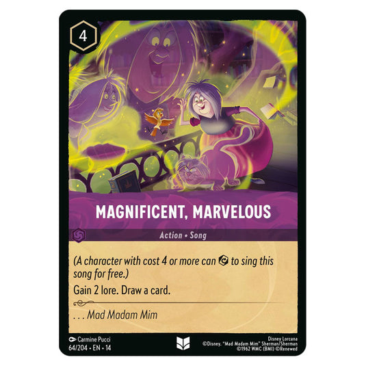 Magnificent, Marvelous 64/204 card from the Lorcana set Hyperia City